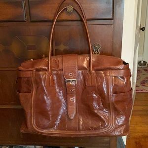 M. London Large Brown Leather Travel Bag
